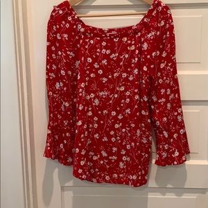 Red floral Liz Claiborne blouse